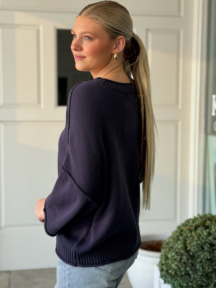 Gemma Knit Pullover - Navy