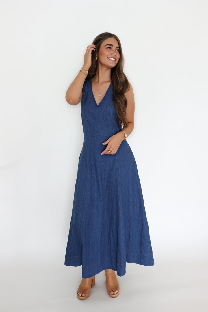 Americana Denim Midi Dress