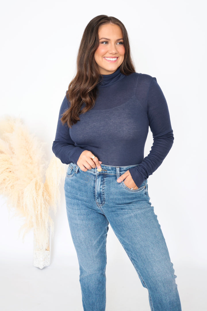 For The Road Turtleneck-Navy (FINAL SALE)