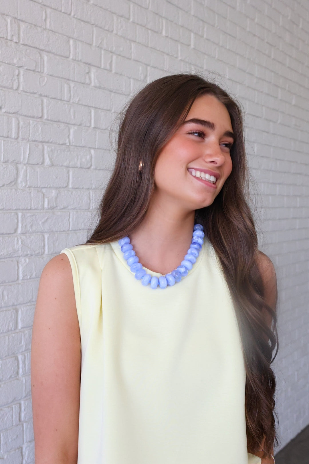 Bailey Beaded Necklace- Light Blue