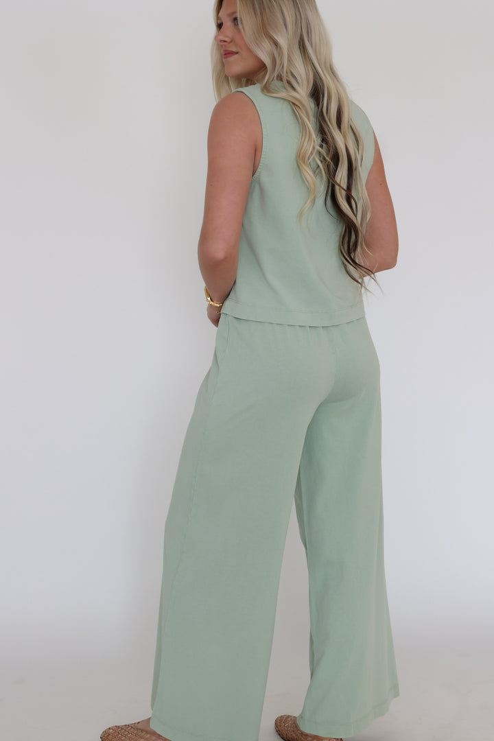 Sloane V-Neck Top- Crystal Green