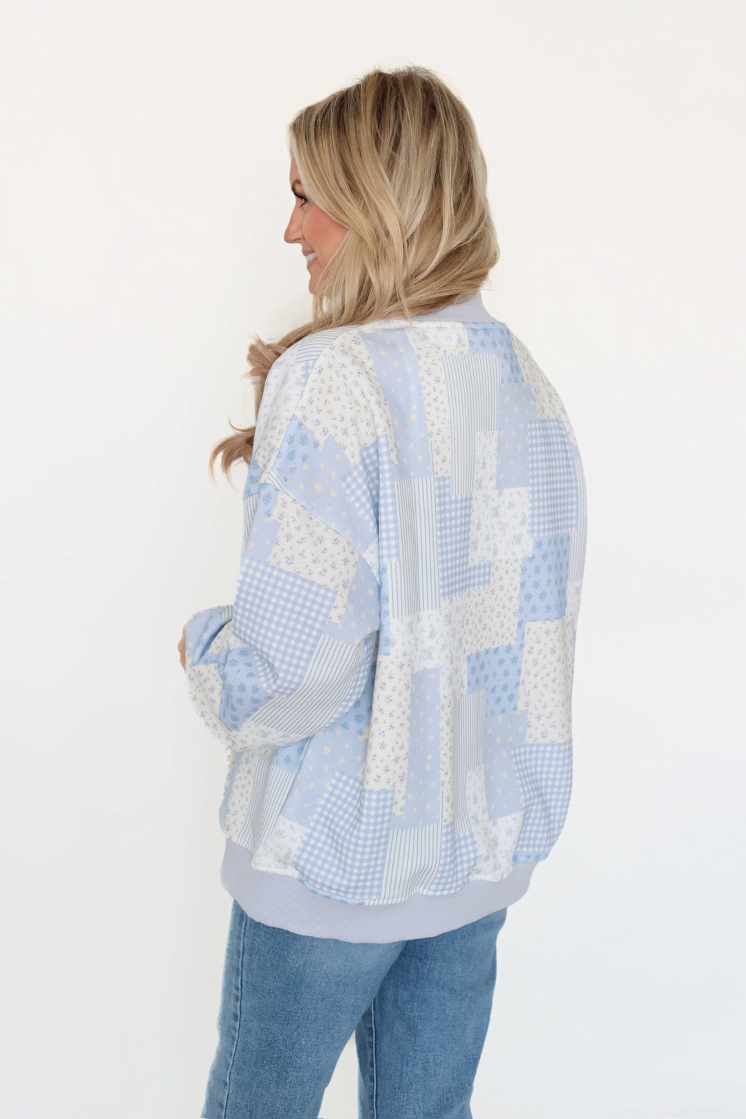 Patchwork Mock Neck