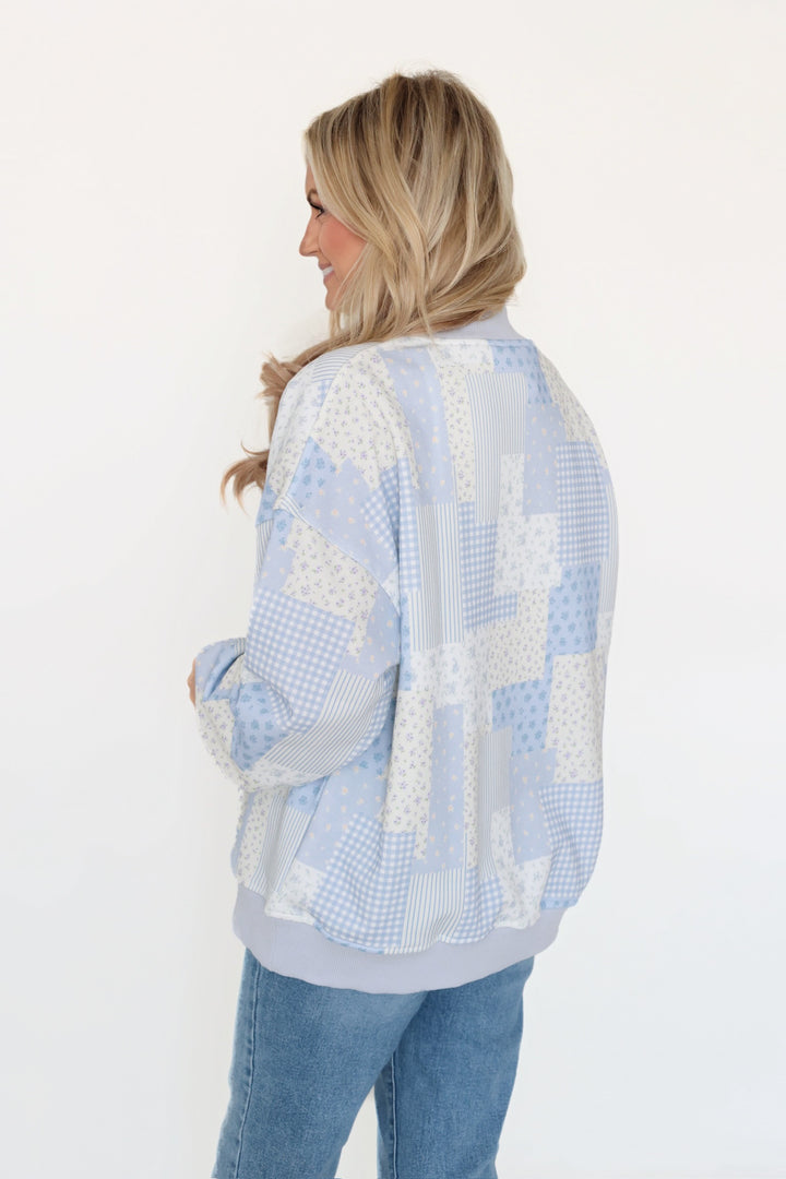 Patchwork Mock Neck
