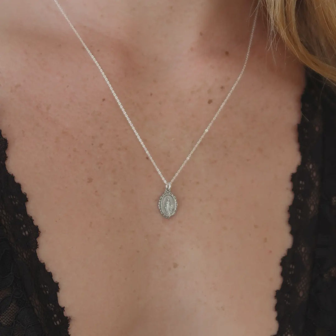 Virgin Mary Sterling Silver Necklace