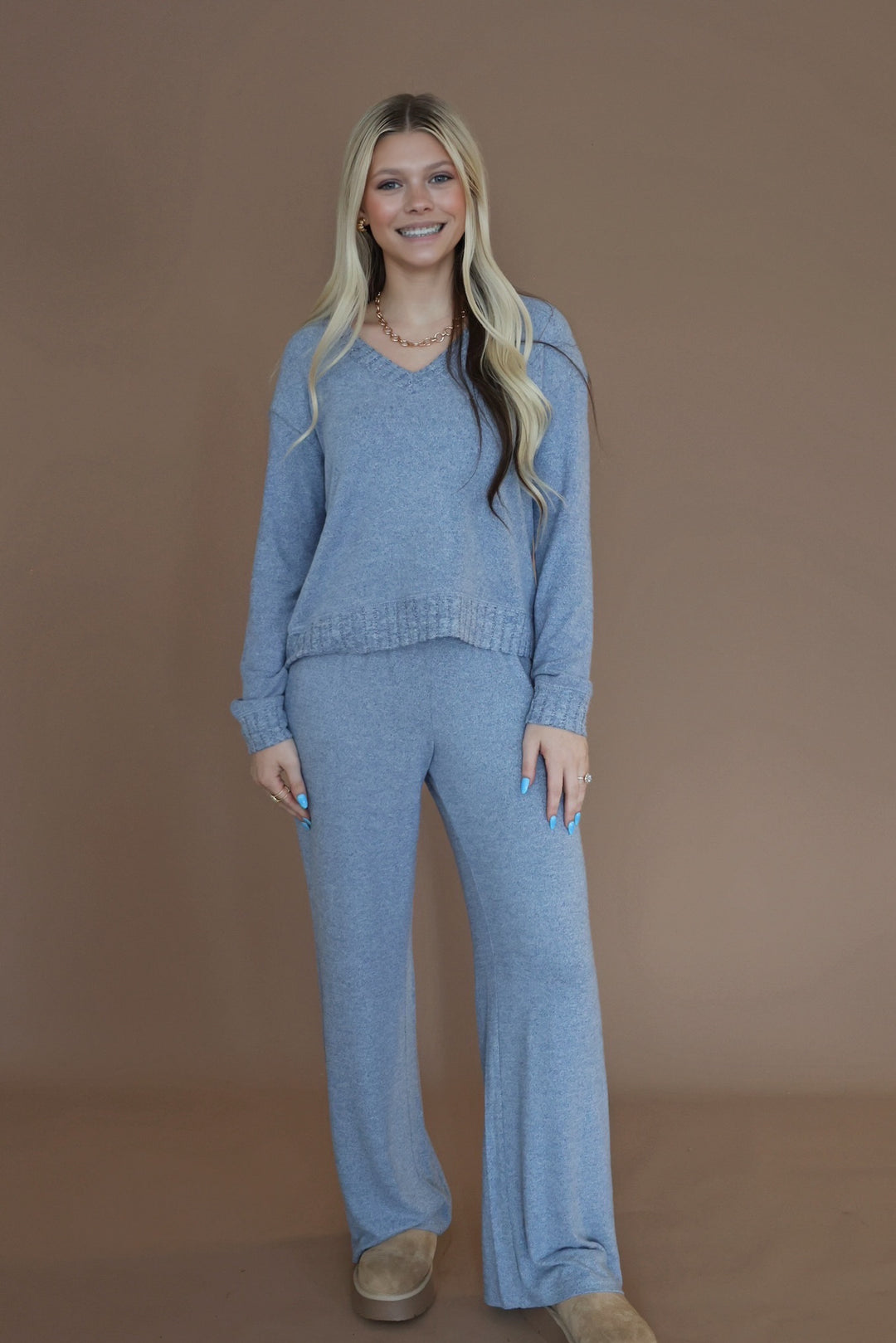 Dawn Smocked Pant- Blue Velvet