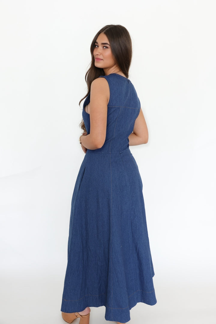 Americana Denim Midi Dress