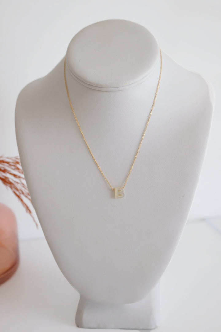 Mother Of Pearl Initial Necklace