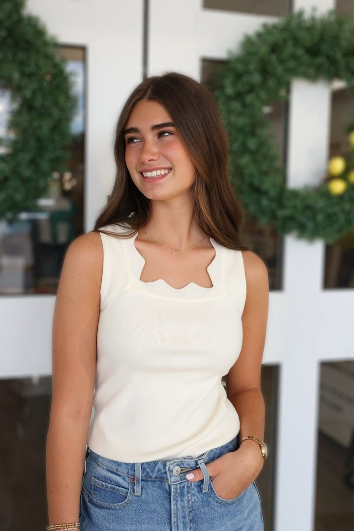 Dahlia Tank - Ivory