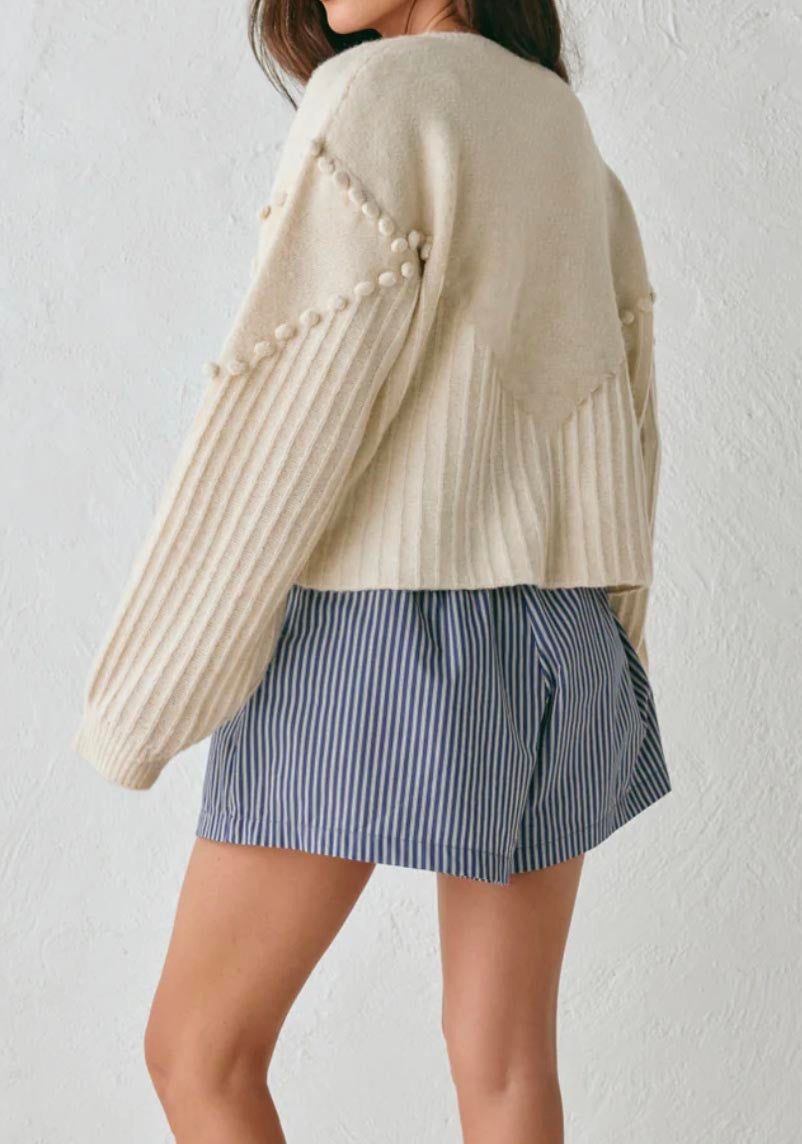 Pom Pom Cardigan- Cream