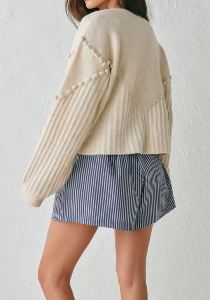 Pom Pom Cardigan- Cream