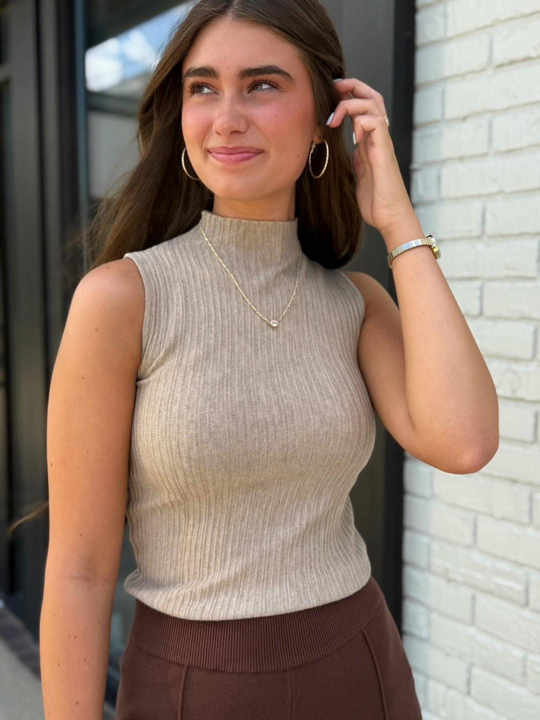 Marley Ribbed Tank - Tan