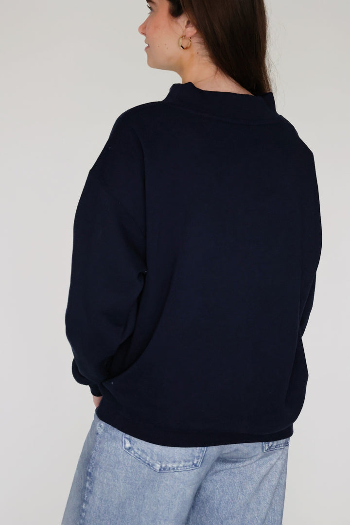 Fleece Mockneck- Navy