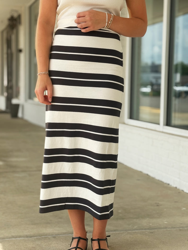 Gail Stripe Midi Skirt