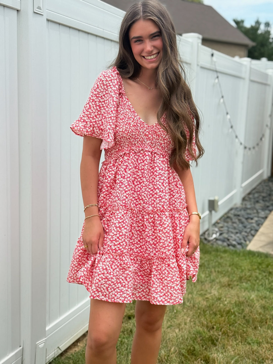 Emma Dress- Red Floral