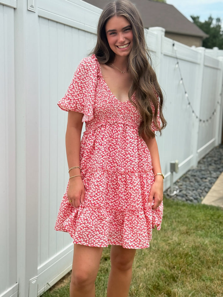 Emma Dress- Red Floral
