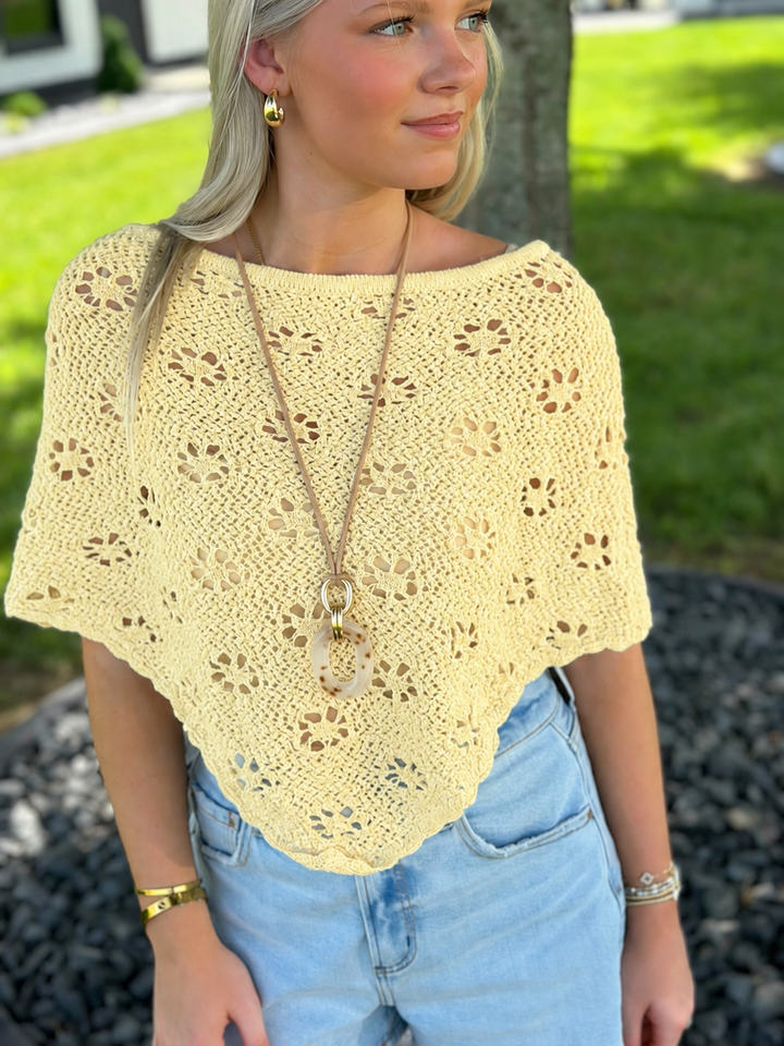 Openwork Poncho- Yellow