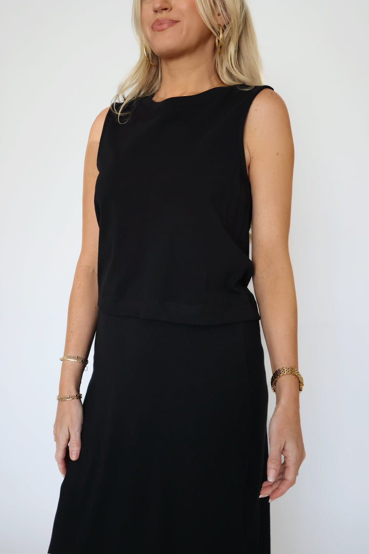 Sloane Jersey Muscle Tank - True Black(final sale)