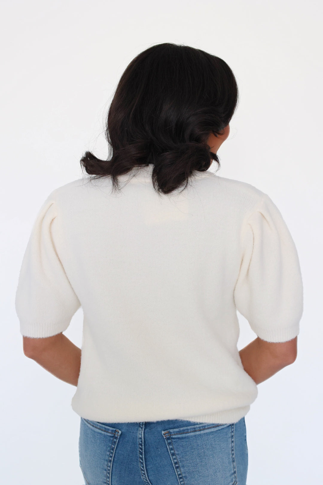 Bri Short Sleeve Sweater - Cream