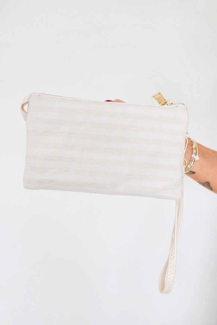 Riley Gingham Wristlet Crossbody