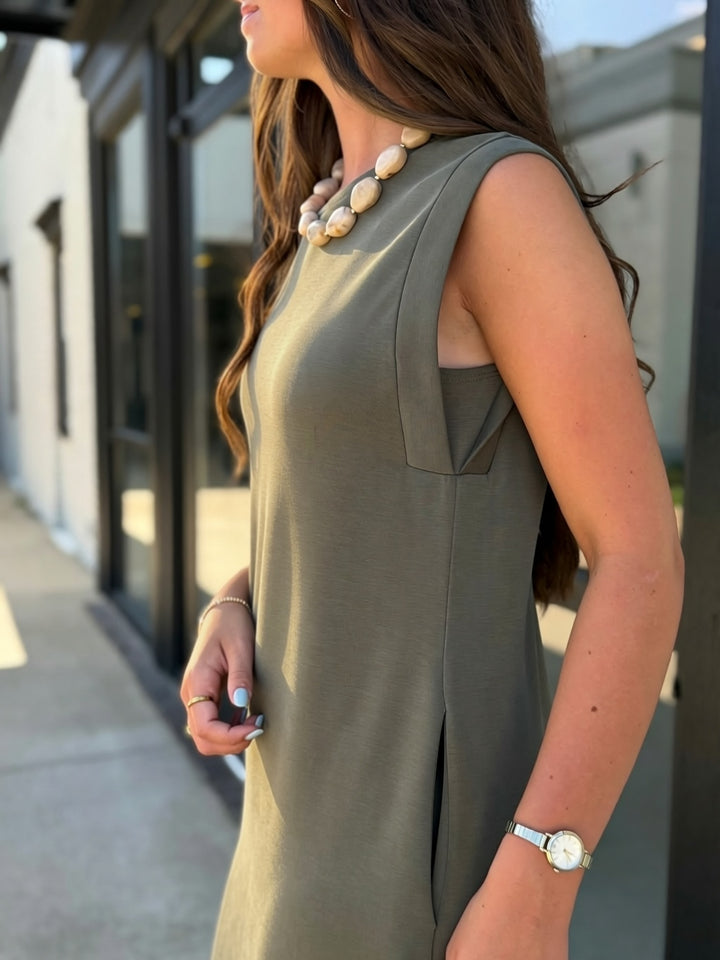 Maggie Midi Dress- Olive