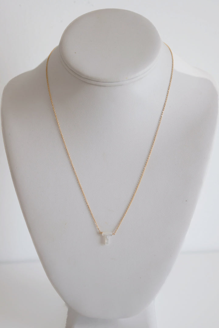 Mother Of Pearl Initial Necklace