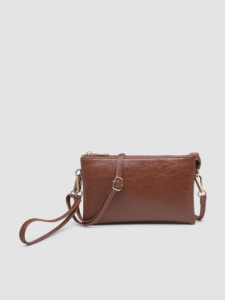 Riley Wristlet Crossbody- Gloss Brown