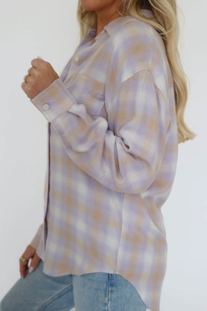 River Plaid Button Up - Lavender Ice (FINAL SALE)