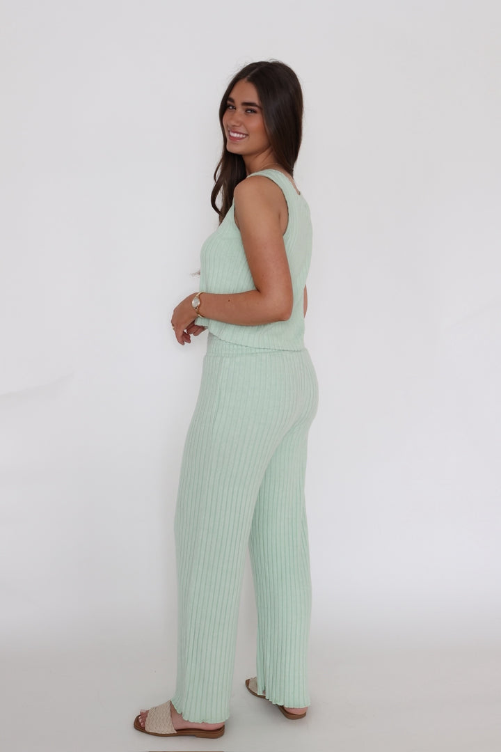 Sloane V-Neck Rib Tank- Pistachio