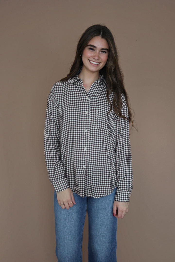 River Plaid Button Up- Chocolate Cherry (FINAL SALE)