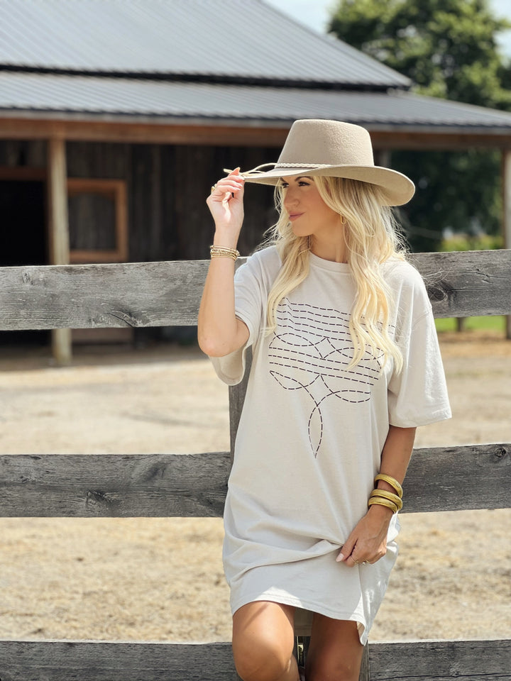 Out West T-Shirt Dress - Bone(FINAL SALE)