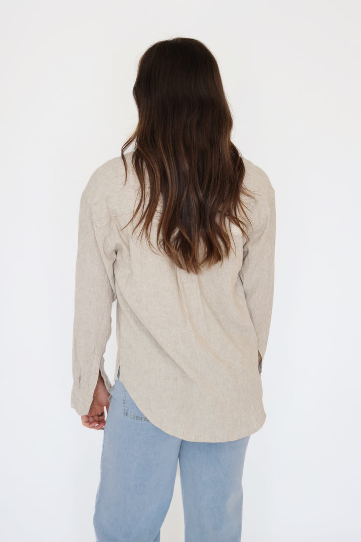 Alfie Linen Button Up - Flax (Final sale)
