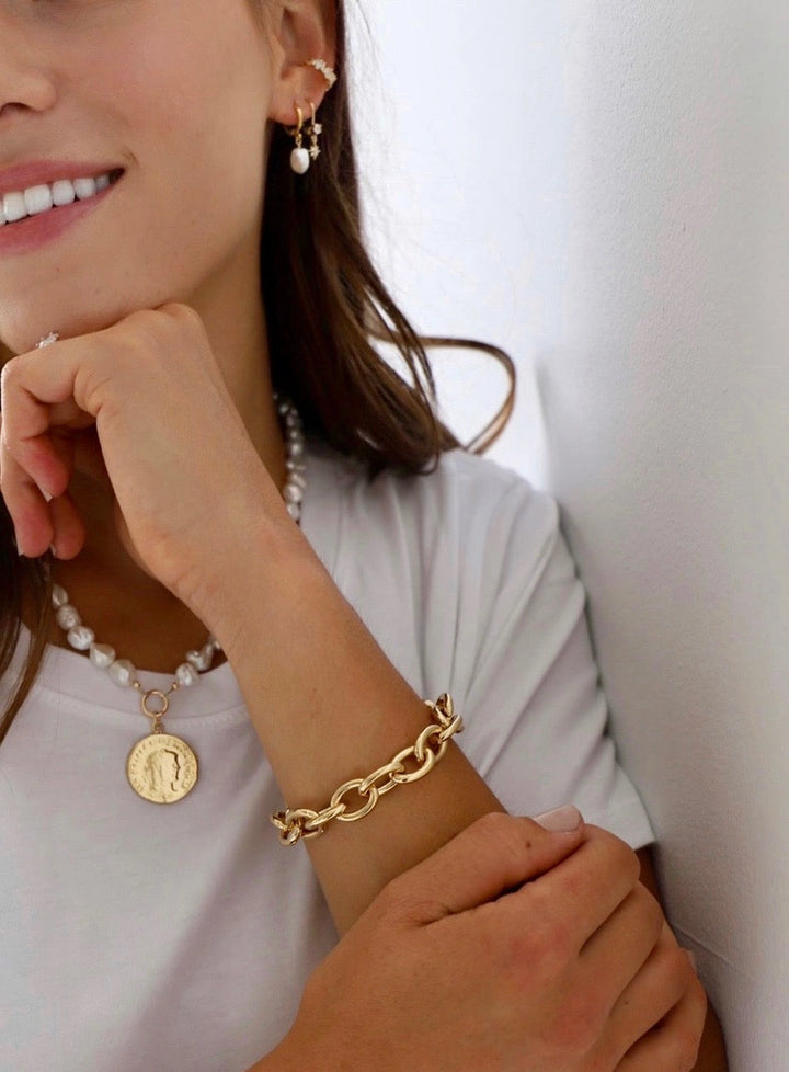 Keshi Pearl Huggies- Gold Plated