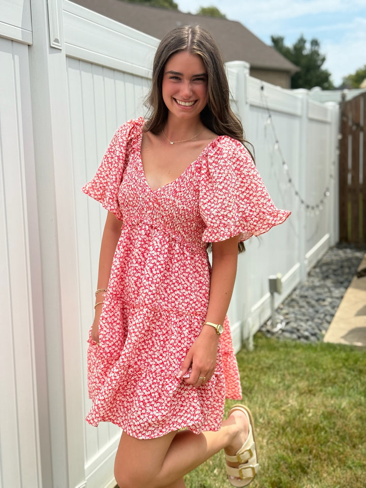 Emma Dress- Red Floral