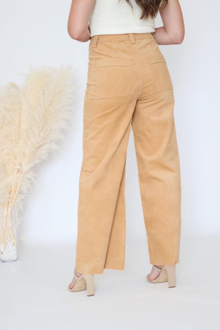 Harper Wide Leg Jean - Suede Cream Gold (FINIAL SALE)