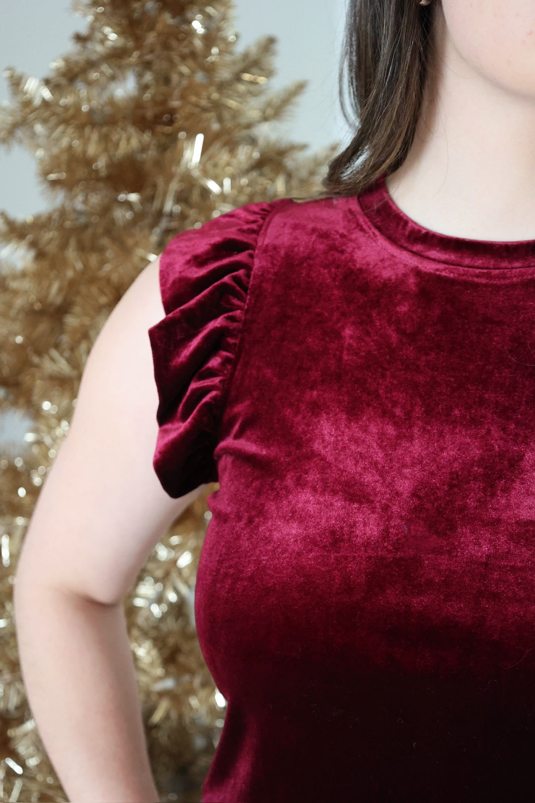 North Ruffle Tank- Red Velvet-(FINAL SALE)