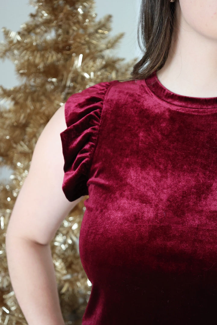 North Ruffle Tank- Red Velvet-(FINAL SALE)