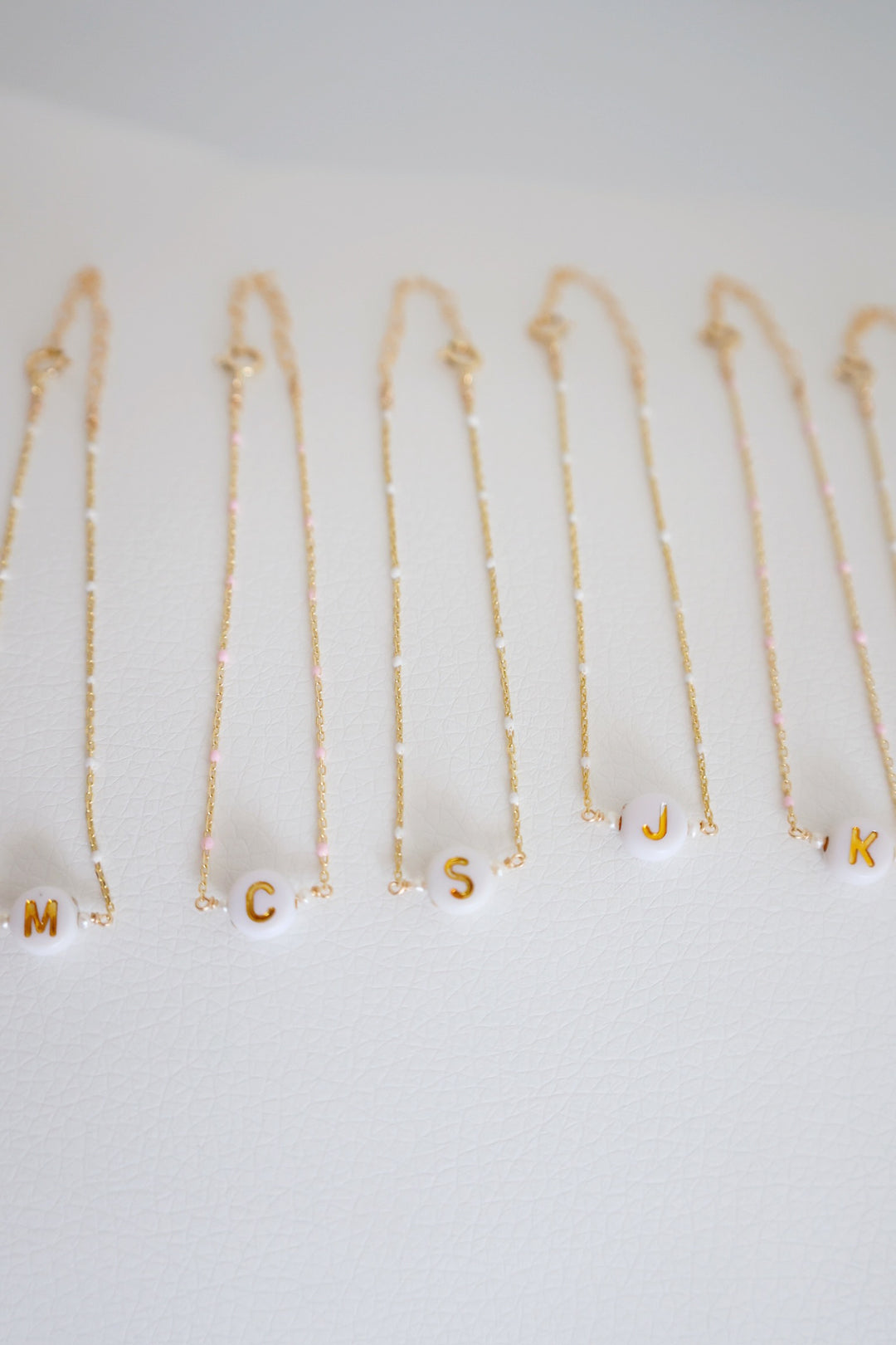 Enamel & Gold Initial Bead Bracelet