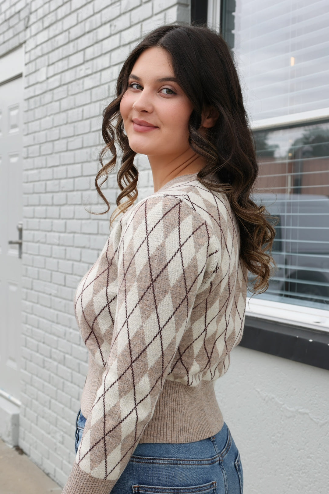 Treasure Argyle Cardigan-(FINAL SALE)