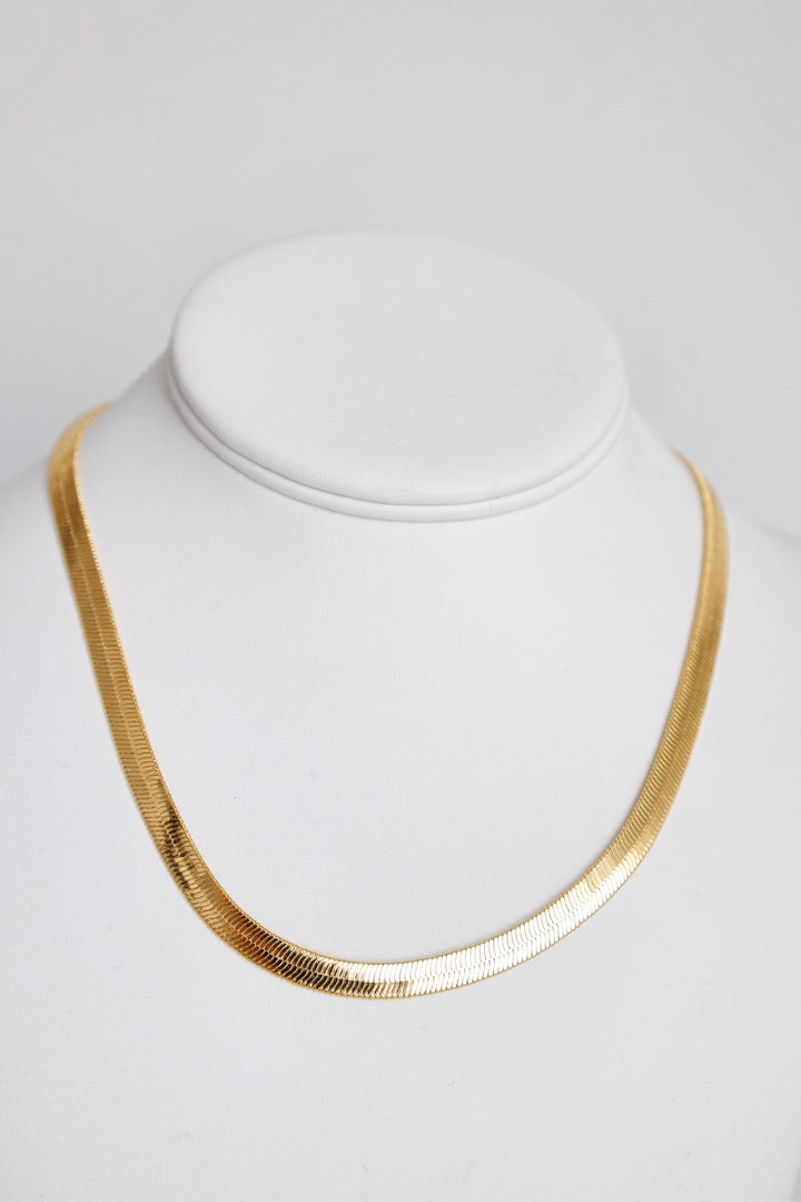Herringbone Chain Necklace- Gold Plated