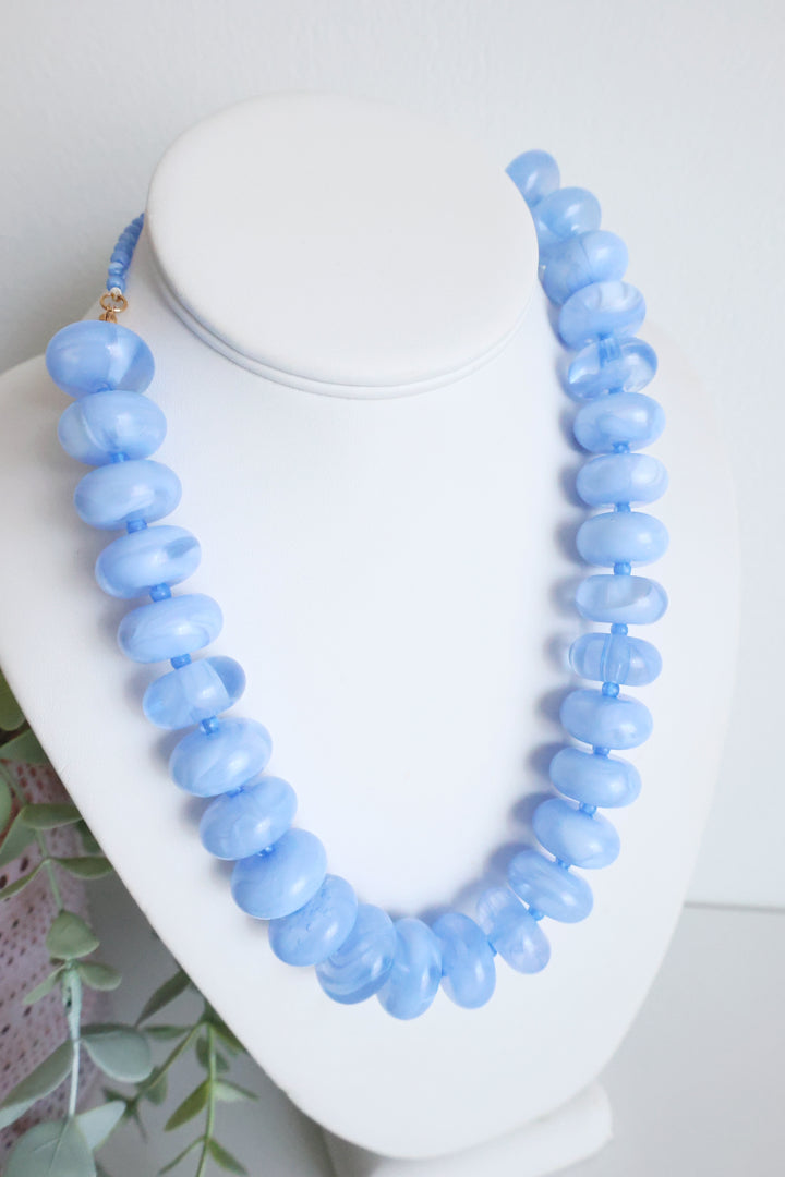 Bailey Beaded Necklace- Light Blue