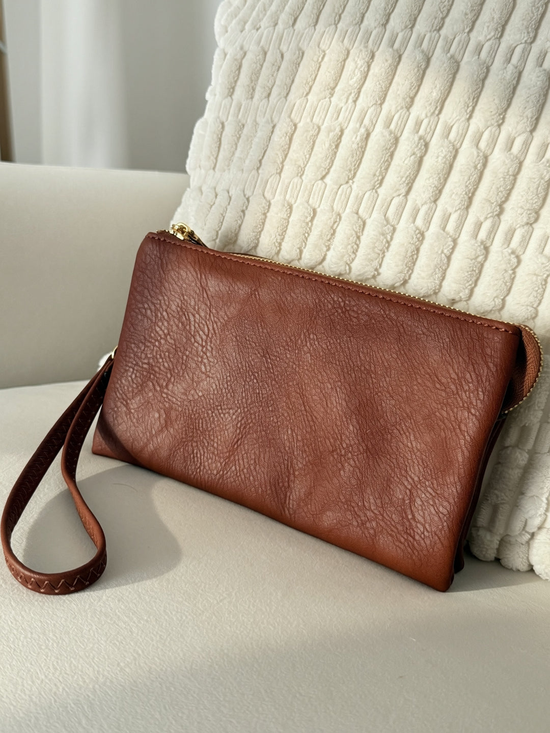 Riley Wristlet Crossbody-  Brown