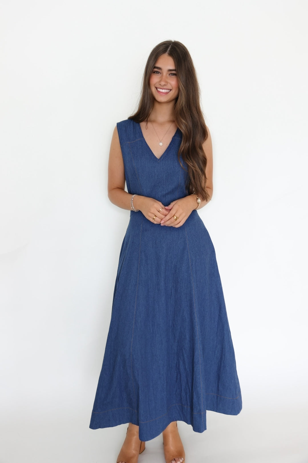 Americana Denim Midi Dress
