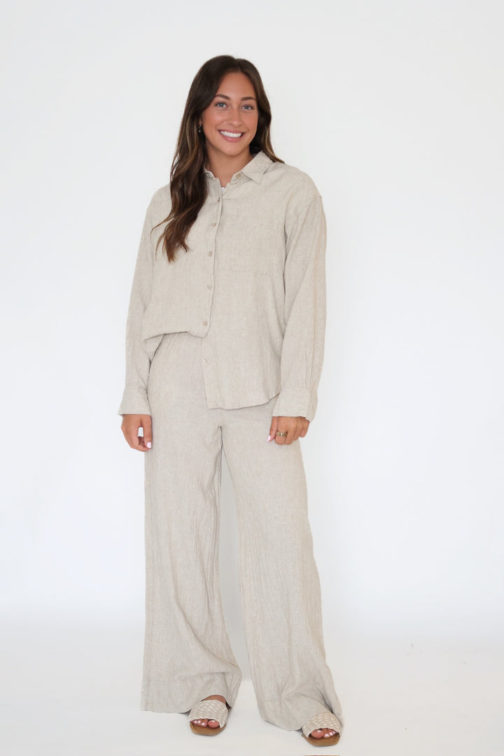 Henri Linen Pant - Flax (Final sale)