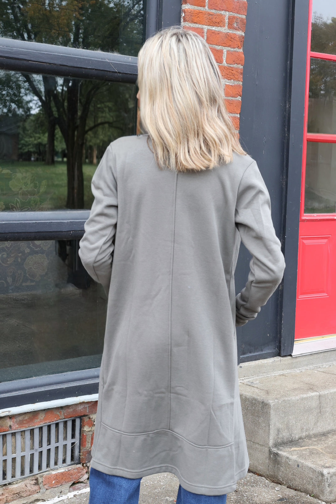 Lifestyle Long Cardigan- Basil-(FINAL SALE)