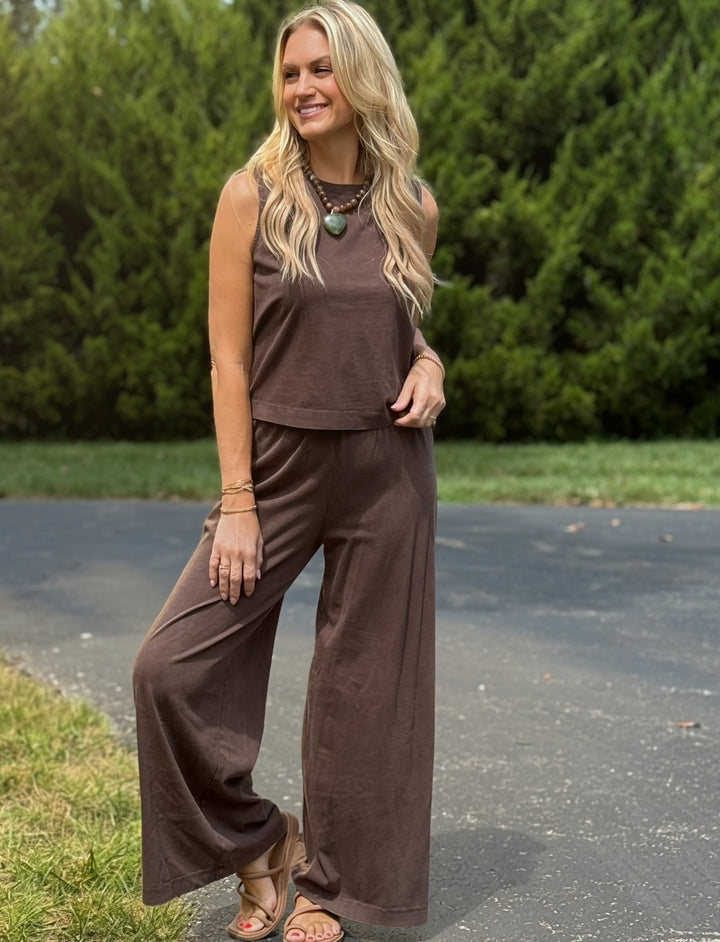 Sloane Jersey Tank- Dark Chocolate