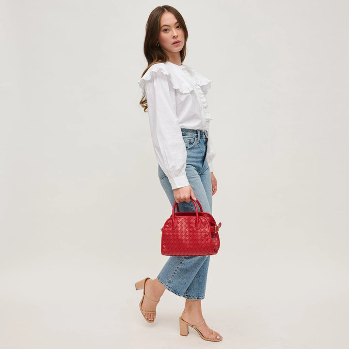 Kristie Woven Handbag- Red