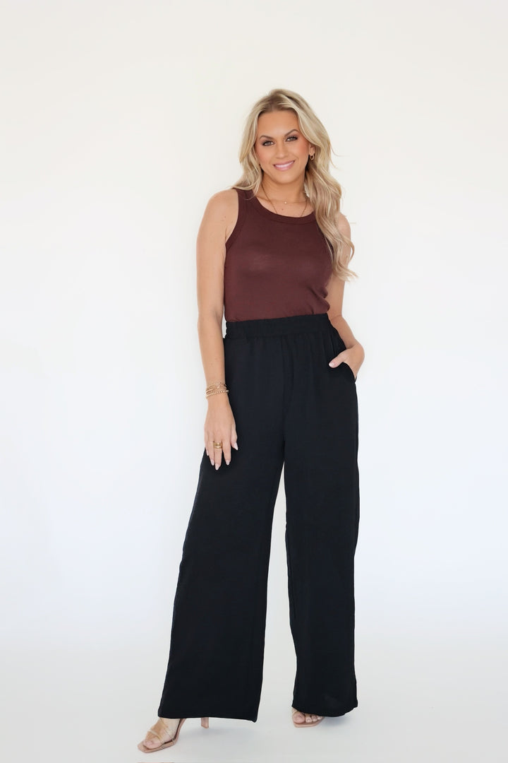 Britton Wide Leg Pant- Black