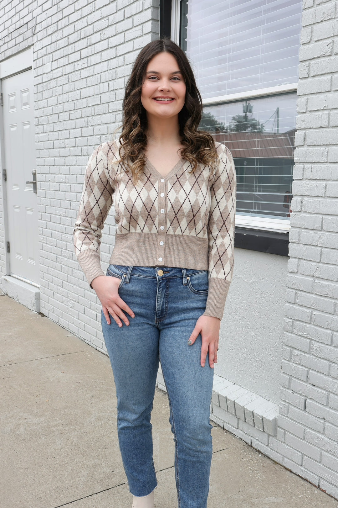 Treasure Argyle Cardigan-(FINAL SALE)