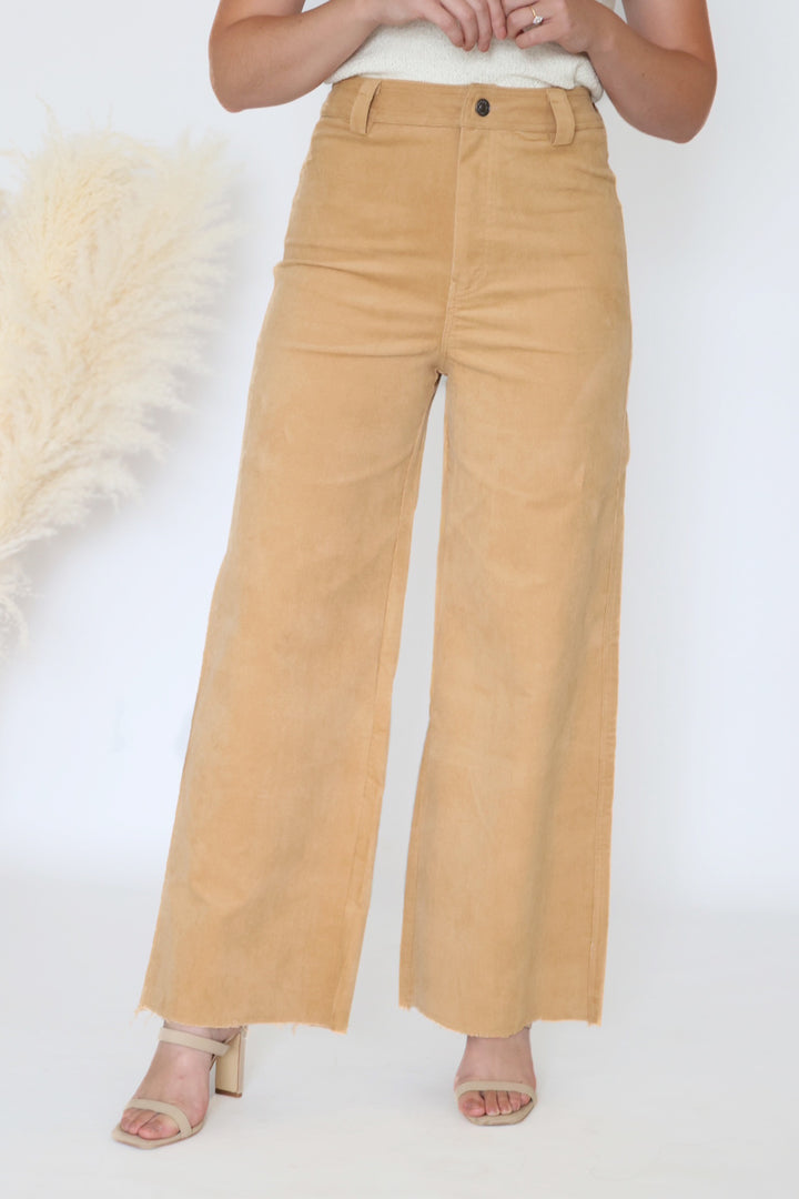 Harper Wide Leg Jean - Suede Cream Gold (FINIAL SALE)