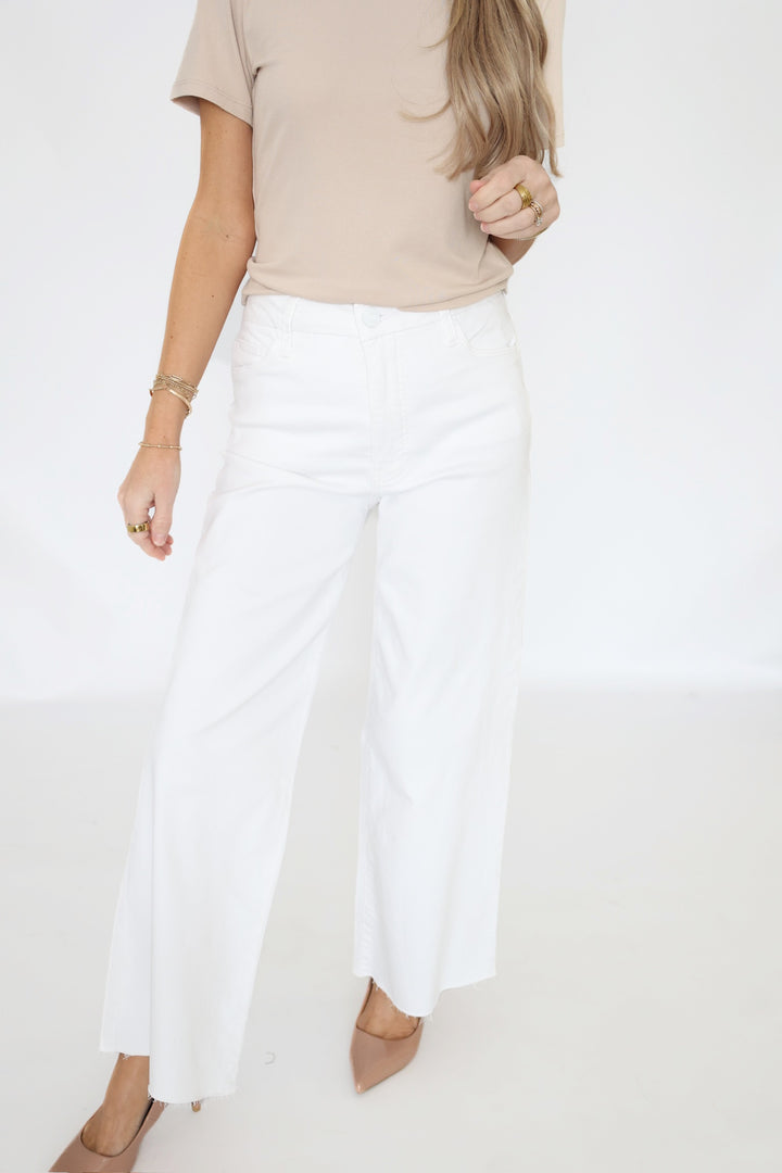 Meg High Rise Fab Ab Wide Leg Jean - Optic White